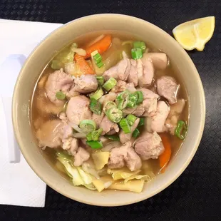 Boiling hot wonton soup