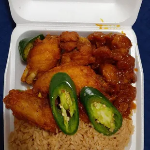 Fried Rice, Orange Chicken and Pepper Chicken ...(My go-to combination)