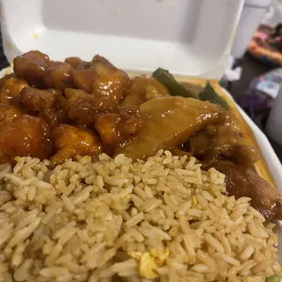 Only rice.. orange chicken and potato chicken