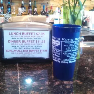 the menu and the drink
