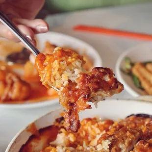 Baked chicken steak with rice