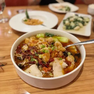 Szechuan style poached fish fillet