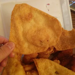 Apparently this is a fried won ton.......