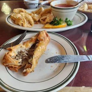 Egg Roll and Fried Won Tons with sweet and sour sauce