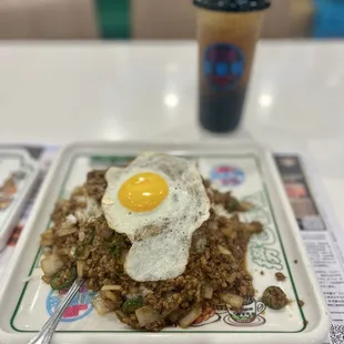 Minced Pork and Fried Egg Rice Platter