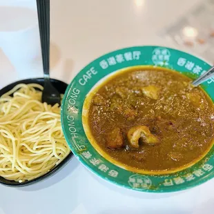 Curry beef with spaghetti