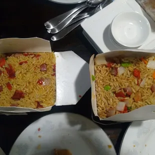 The pork fried rice from King Garden (on right) had a smokier flavor and more meat and veggies