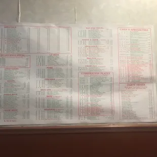 menu