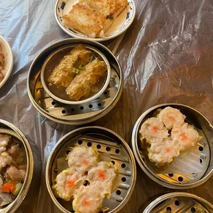 Shu Mai, turnip cake, and tofu skin