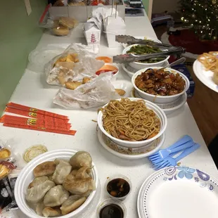 a table full of food