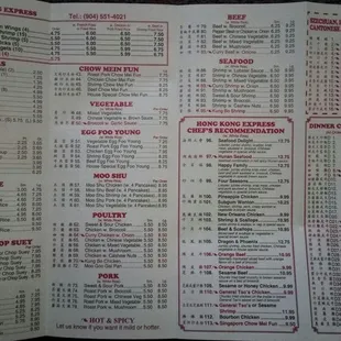 the menu