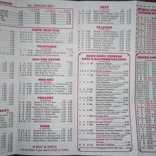 menu