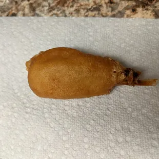 Sweet &amp; Sour Shrimp posing as a corn dog