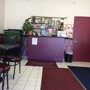 the front desk and dining area