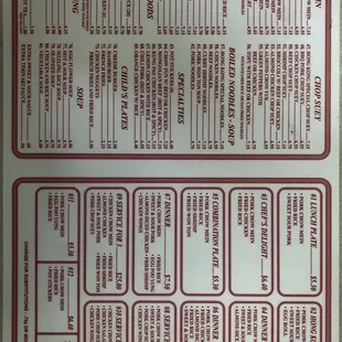 The latest menu 6/27/20