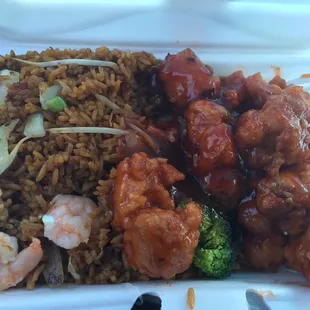 General Tso&apos;s chicken and fried rice. DONT WASTE YOUR MONEY ON THE CHICKEN.... Fried rice was aiight.