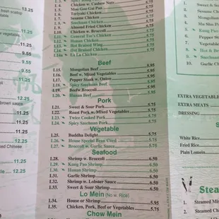 menu