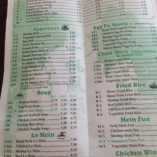 menu