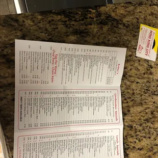 Menu Side Two