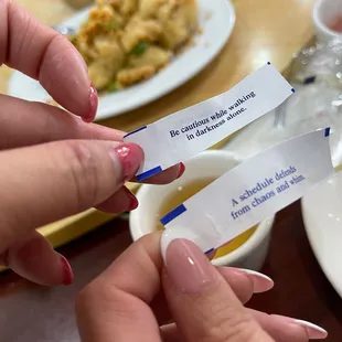 Fortune cookie after we finished