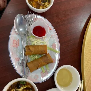 Hot and Sour Soup and egg rolls are good!