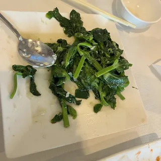 Poached Tender Pea Shoots