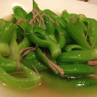 Hearts of Mustard Green Poached in a Clear Sauce
