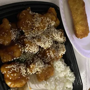 Sesame Chicken dinner