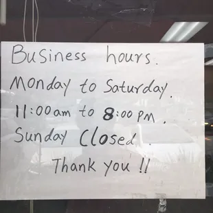 Updated business hours during pandemic