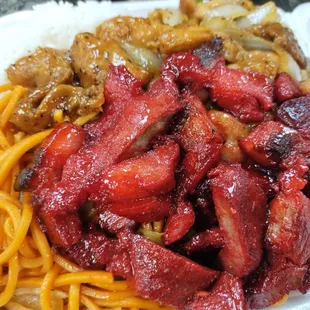 2-item Combo: Barbeque Pork, Pepper Steak, Noodles and Steamed Rice