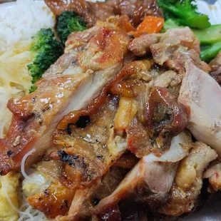 2-Item Combo: Barbeque Chicken, Beef and Broccoli, Rice Vermicelli Noodles and Steamed Rice