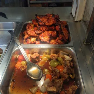 Teriyaki chicken and pork ribs