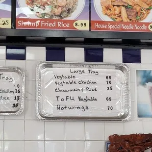 Catering trays and pricing