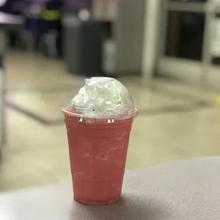 Watermelon smoothie $3, good, with actual watermelon flavor