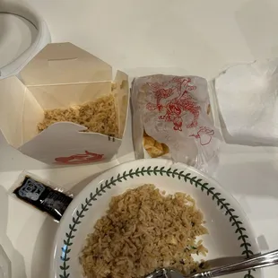 Fried rice and crab Rangoon