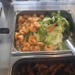 Shrimp vegetable and pineapple chicken