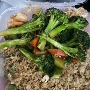 A-1. Broccoli Prawns with Chicken Fried Rice and 1 Soda