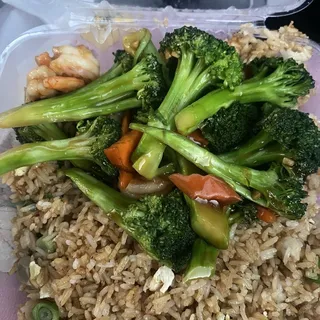 A-1. Broccoli Prawns with Chicken Fried Rice and 1 Soda