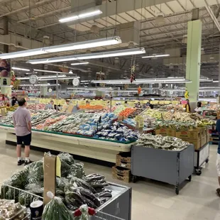 people shopping in the produce section