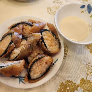 a plate of fried eggplant