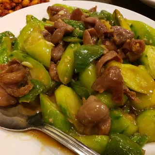 Fish Intestine with Chilli Peppers & Chiness Okru