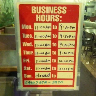 What time it open and closed !