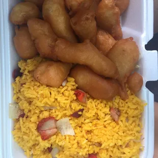 Sweet and sour chicken with the sauce on the side