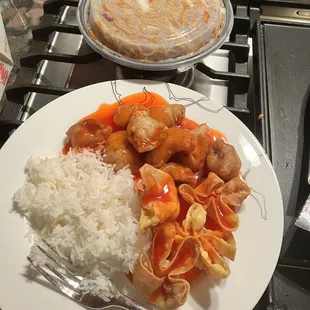 a plate of food on a stove