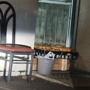 Egg rolls still on the ground. Door still wide open.