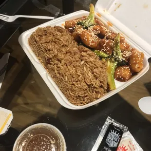 Broccoli chicken with pork fried rice -very tasty