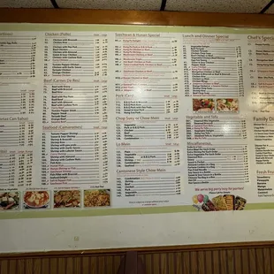 Full menu with pricing as of 10/29/2023