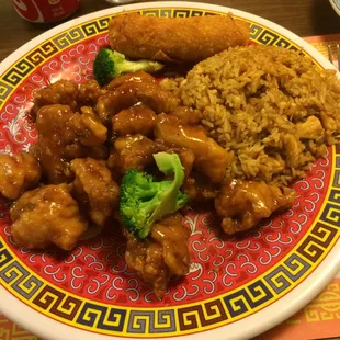 Orange chicken dinner