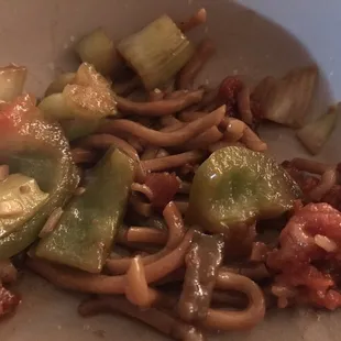 Short noodles and not much chicken sweet and sour