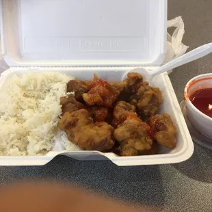 Seeet and sour pork with white rice